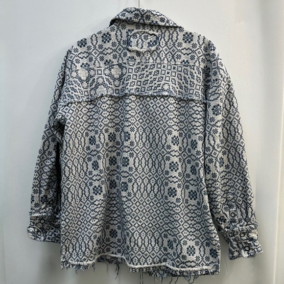 Free People We The Free So Long Summer Boxy Jacquard Button Down Jacket Small - Picture 6 of 8